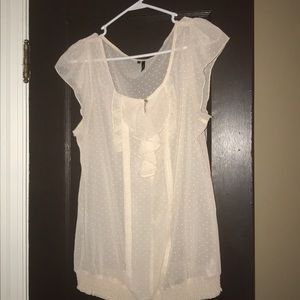 Maurices sheer ivory polka dot blouse size XL